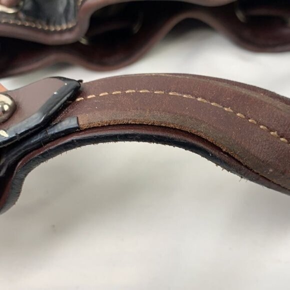 Dooney & Bourke Croc Embossed Leather Drawstring Shoulder Bag-Brown 10”W x 10”H - Picture 15 of 16